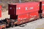 BNSF 239822-A with "K" Line container load at West Colton CA.  10/31/2009